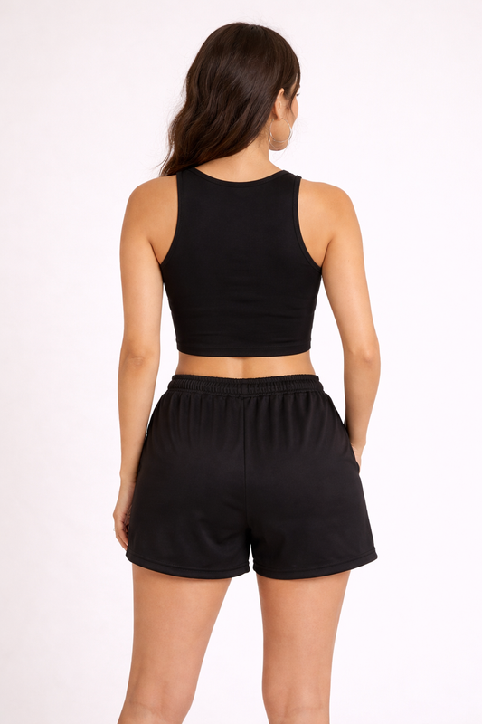 Black Crop Tank & Shorts Co-ord Set