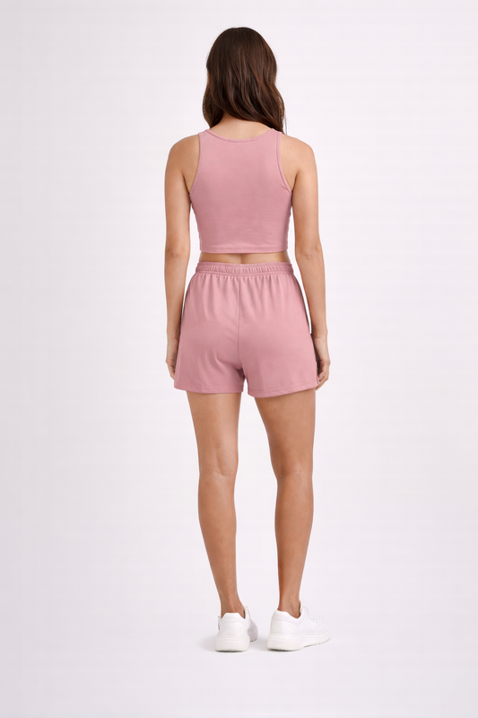 Dusty Pink Crop Tank & Shorts Co-ord Set